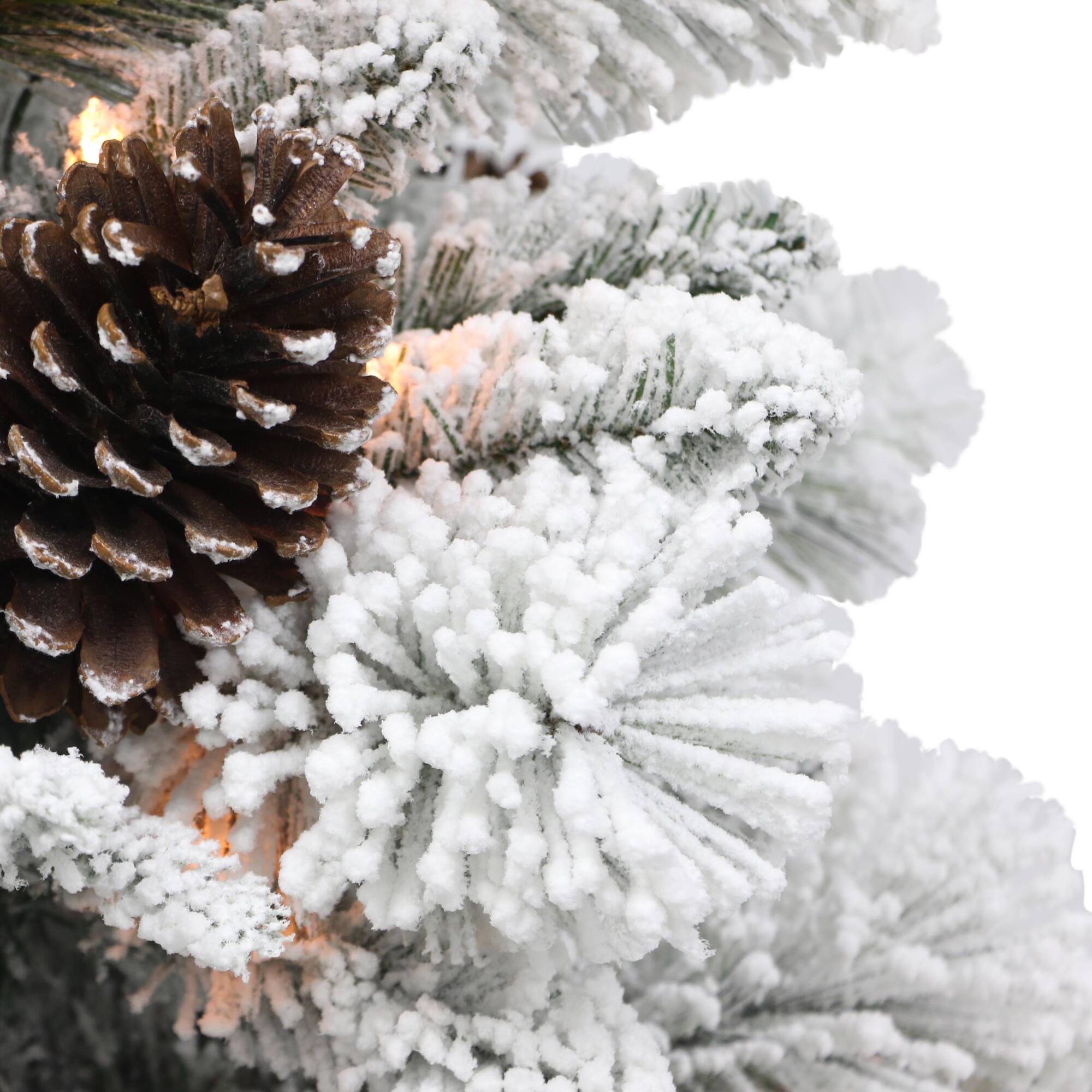 6 Pack: 4.5ft. Pre-Lit Flocked Potted Pine Artificial Christmas Tree